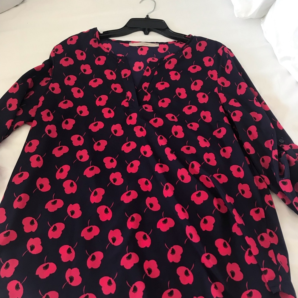 41 Hawthorne Ivy Split Neck Print Blouse